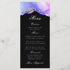 Elegantes Abstraktes Amethyst Black Wedding Menu Menükarte