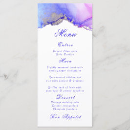 Elegantes Abstraktes Amethyst White Wedding Menu Menükarte