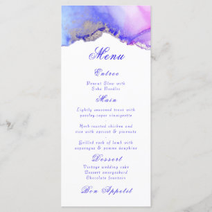 Elegantes Abstraktes Amethyst White Wedding Menu Menükarte