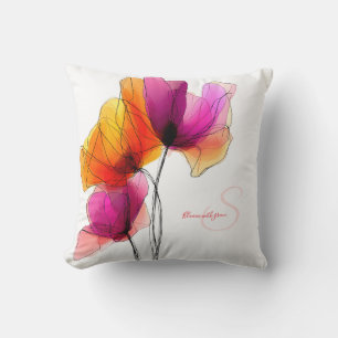 Elegantes abstraktes Aquarell-Blumenmuster nach Ma Kissen