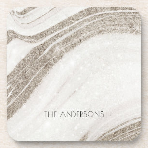 Elegantes Abstraktes Blassgoldenes Marmor Agate Getränkeuntersetzer