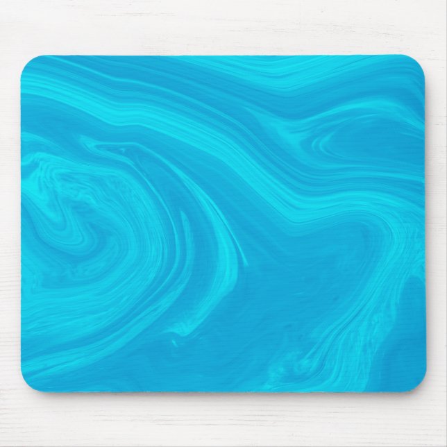 Elegantes Abstraktes blaues Flüssig-Marmor Artwork Mousepad (Vorne)