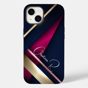 Elegantes Abstraktes Blaues Rosa Case-Mate iPhone 14 Hülle