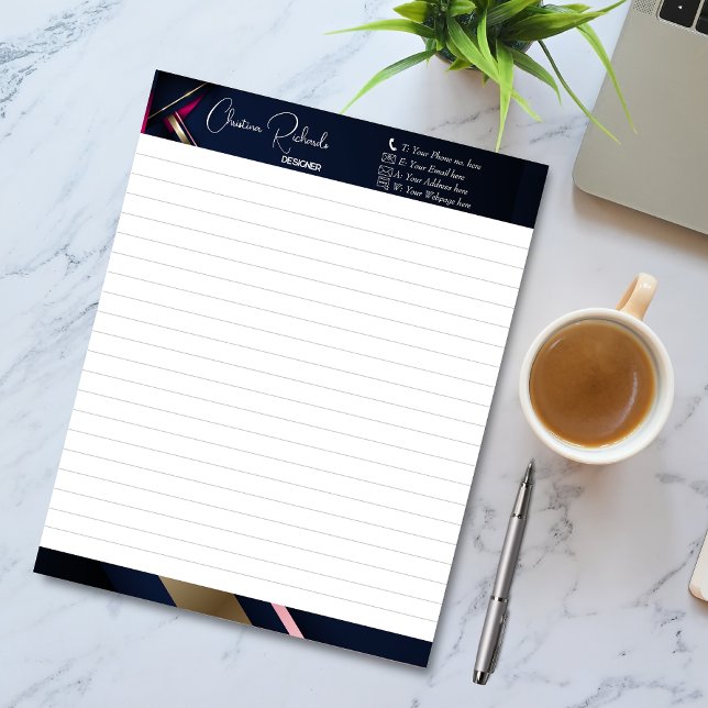 Elegantes Abstraktes Blaues Rosa Notizblock (Von Creator hochgeladen)