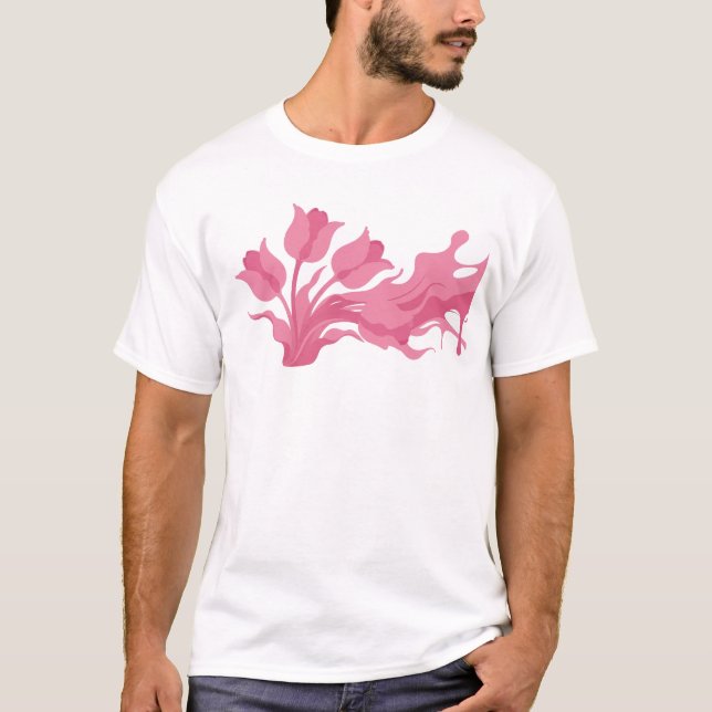 Elegantes abstraktes Blumendesign T-Shirt (Vorderseite)