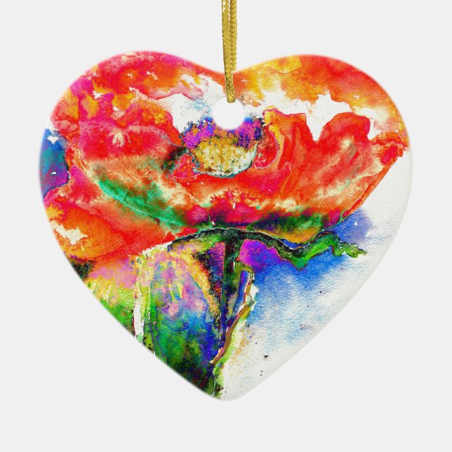 Elegantes abstraktes Blumengemälde Keramikornament (Vorne)