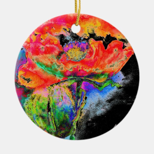 Elegantes abstraktes Blumengemälde Keramikornament (Vorne)