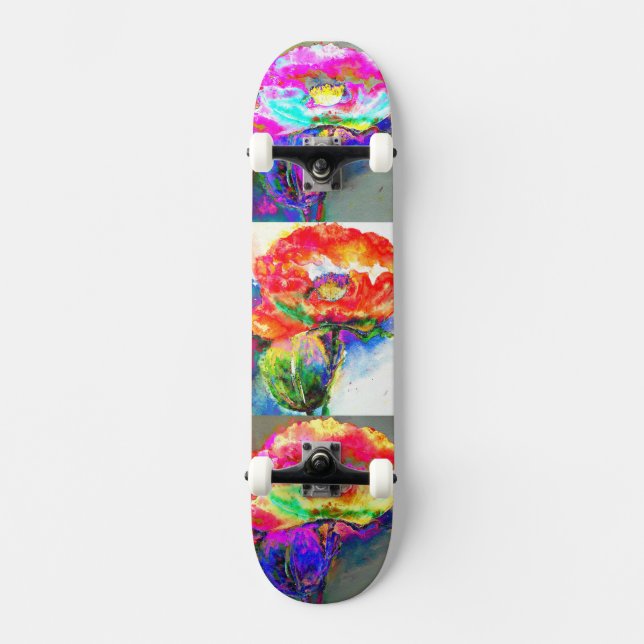 Elegantes abstraktes Blumengemälde Skateboard (Vorderseite)