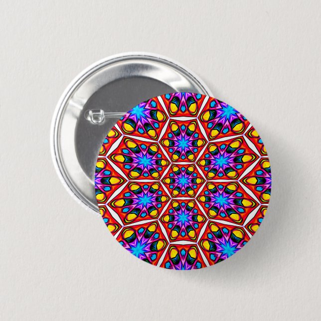 Elegantes Abstraktes Blumenmuster Button (Vorne & Hinten)