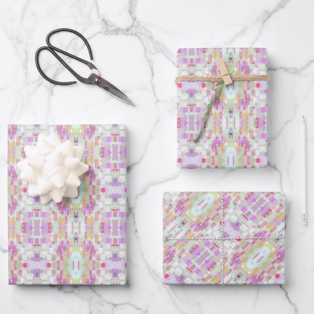 Elegantes Abstraktes Boho Muster Kunst, farbenfroh Geschenkpapier Set (Vorderseite)