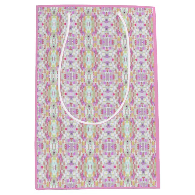 Elegantes Abstraktes Boho Muster Kunst, Pastellros Mittlere Geschenktüte (Vorderseite)