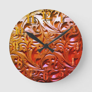 Elegantes abstraktes braunes Aussehen mit Holzschn Runde Wanduhr