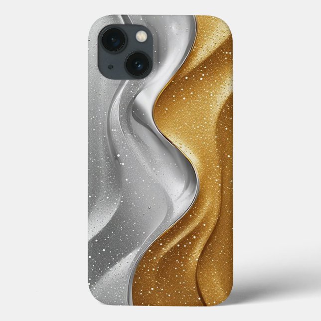 Elegantes abstraktes Design mit Gold und Silber Case-Mate iPhone Hülle (Rückseite)