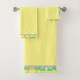 Elegantes Abstraktes geometrisches Hintergrundgelb Badhandtuch Set