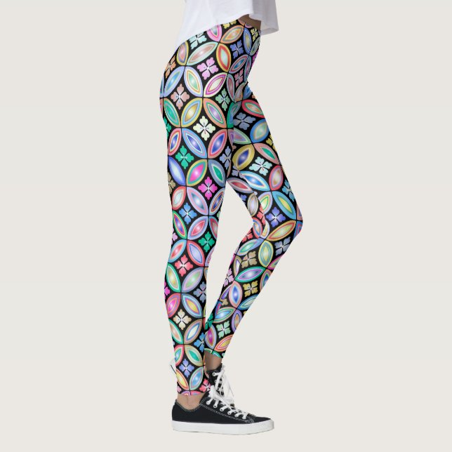 Elegantes Abstraktes, gestanztes Glasmuster Leggings (Rechts)