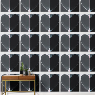 Elegantes Abstraktes Halbherz Muster Grau & Schwar Tapete
