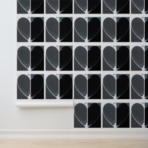Elegantes Abstraktes Halbherz-Muster Schwarz & Wei Tapete