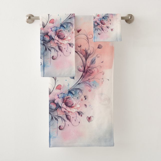 Elegantes Abstraktes Herz Badhandtuch Set (Insitu)