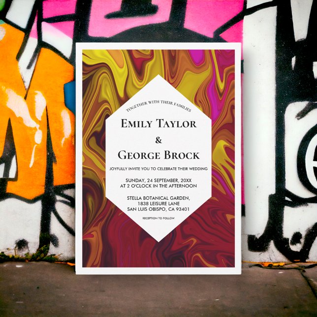 Elegantes Abstraktes Ölgemälde Feine Hochzeit Einladung (Von Creator hochgeladen)