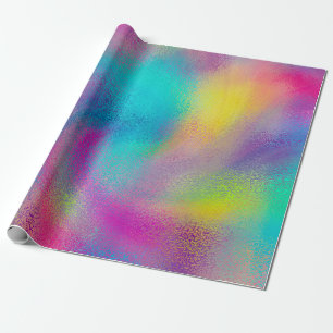 Elegantes Abstraktes Regenbogen-Glitzer Geschenkpapier