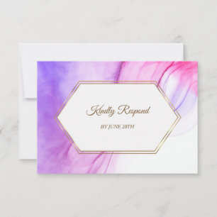Elegantes Abstraktes Rosa Violet Gold Frame Menü U RSVP Karte