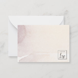 Elegantes abstraktes Rosen-Gold-Lila-Aquarell-Logo Mitteilungskarte