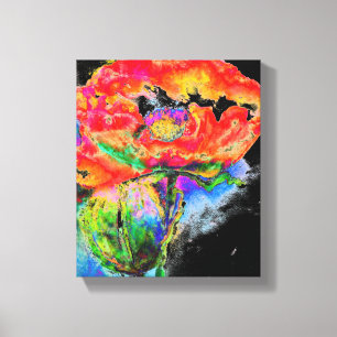 Elegantes abstraktes Rot-Blütenschwarz Leinwanddruck