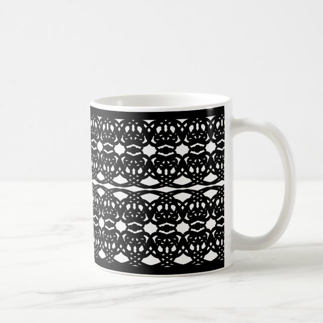 Elegantes Abstraktes Schwarz-Weiß-Muster Kaffeetasse (Rechts)