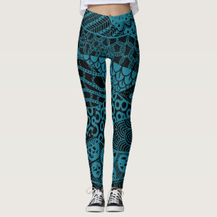 Elegantes Abstraktes Tribal-Muster mit blauer Geom Leggings