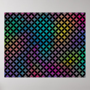 Elegantes, Abstraktes und farbenfrohes Diamantenmu Poster