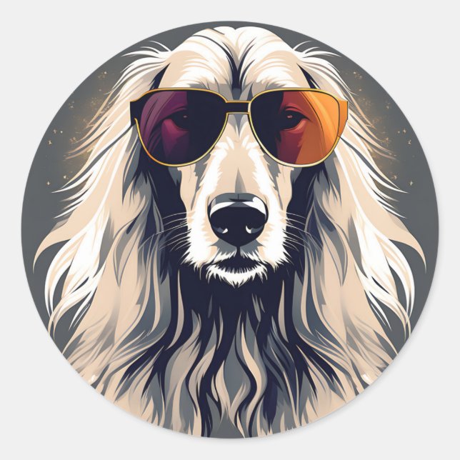 Elegantes afghanisches Hound Runder Aufkleber (Vorderseite)
