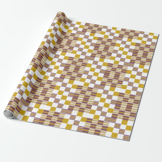Elegantes afrikanisches Gold und Lila Kente Geschenkpapier (Ungerollt)