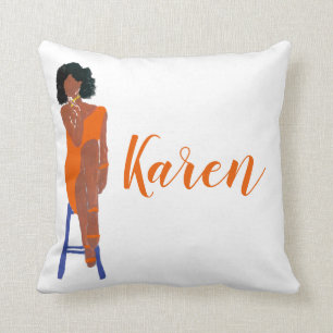Elegantes afrikanisches Orange und Weiß Kissen