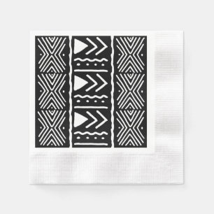 Elegantes afrikanisches schwarzes Bogolan-Designpa Serviette