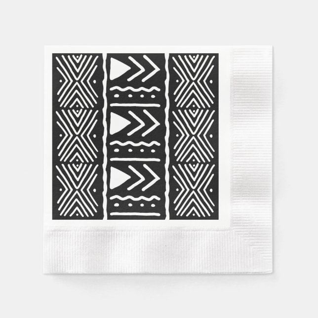 Elegantes afrikanisches schwarzes Bogolan-Designpa Serviette (Vorderseite)