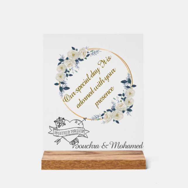 Elegantes Akryllisches Hochzeitszeichen - Individu Acrylschild (Vorderseite)