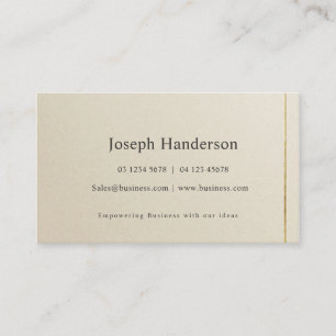 Elegantes Alabaster-Beige-Leinen & Gold Unternehme Visitenkarte