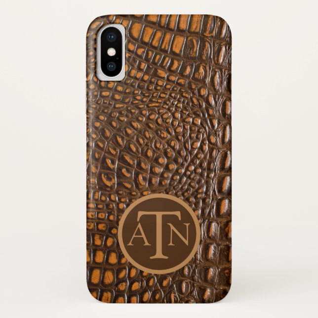 Elegantes Alligator-Skin-Monogramm Case-Mate iPhone Hülle (Rückseite)