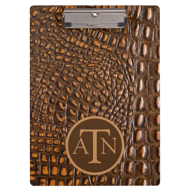 Elegantes Alligator-Skin-Monogramm Klemmbrett (Vorderseite)