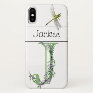 Elegantes Alphabet J Lavender Eucalyptus Dragonfly Case-Mate iPhone Hülle