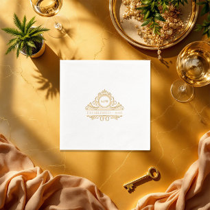 Elegantes Alt-Geld-Ästhetisches Hochzeitsmongramm- Servietten Mit Folie