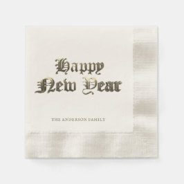 Elegantes altenglisches Lettern glücklich Neues Ja Serviette
