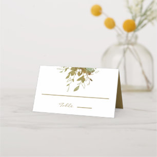 Elegantes Alter und goldene Landschaft Wasserfarbe Platzkarte