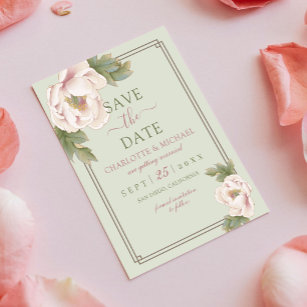 Elegantes Alter und Rosa Pink Save the Date Postkarte