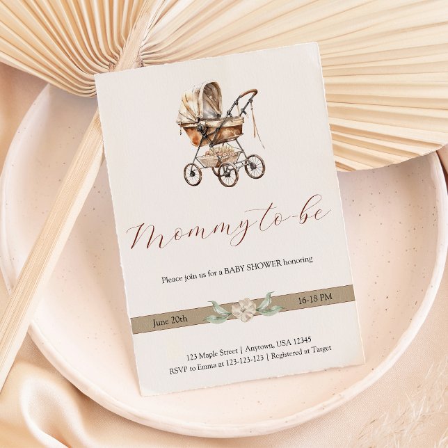 Elegantes Altes Baby Carriage Geschlecht neutral Einladung (Elegant Old Baby Carriage Gender Neutral Invitation
)