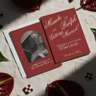 Elegantes altes Geld kühne rote Hochzeit Save The Date