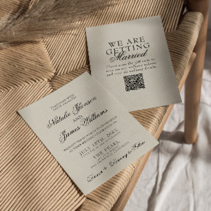 Elegantes Altes Geld Whimsikalischer Retro QR-Code Einladung