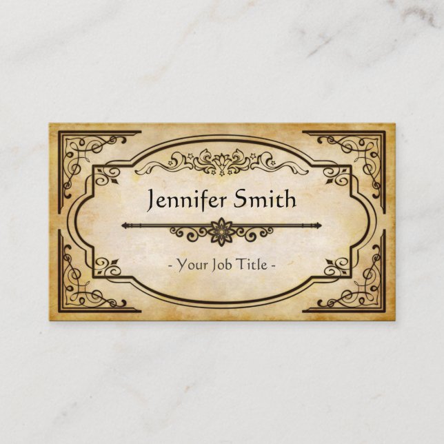 Elegantes altes Papier mit Vintagem Rahmen Visitenkarte (Vorderseite)