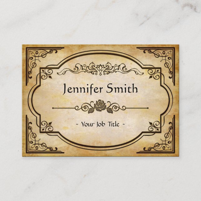 Elegantes altes Papier mit Vintagem Rahmen Visitenkarte (Vorderseite)