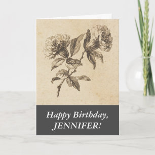 Elegantes, altmodisches Aussehen Blumen Alles Gute Karte